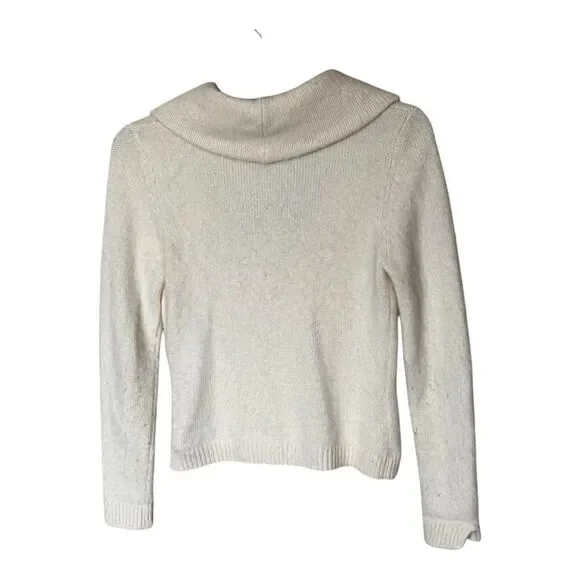 Ann Taylor Ivory Angora Wool-Blend Button Front Cardigan With Collar Size Medium - Picture 2 of 8